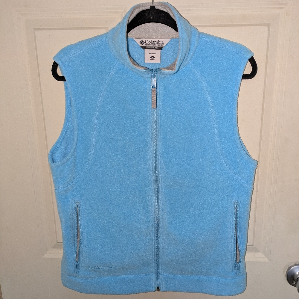 Columbia Fleece Vest Size Medium Womens Light Blue